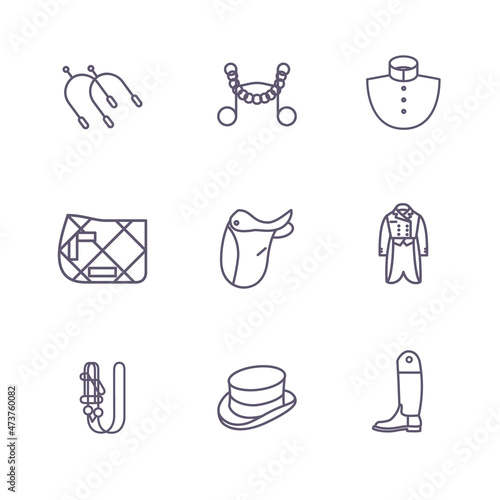 Equestrian outline icons, equestrian dressage, online store design