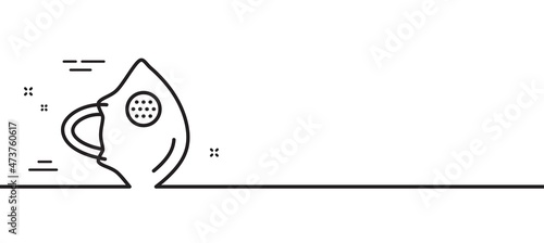 Medical mask N95 line icon. Safety breathing respiratory mask sign. Coronavirus face protection symbol. Minimal line illustration background. Medical mask line icon pattern banner. Vector