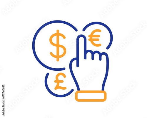 Money currency line icon. Cash exchange sign. Stock trade symbol. Colorful thin line outline concept. Linear style money currency icon. Editable stroke. Vector