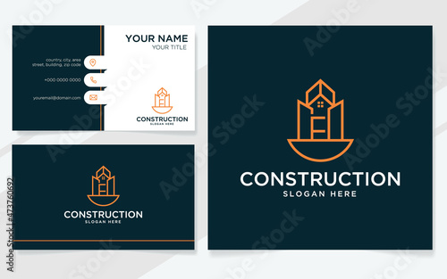 Initials F,H and building construction elements logo suitable for buildings, architecture or real estate with business card templates 