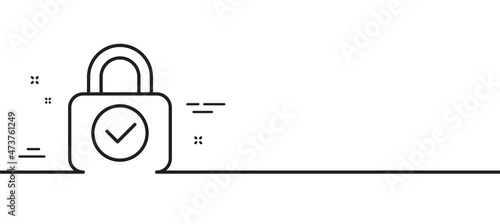 Security lock line icon. Cyber defence sign. Private protection symbol. Minimal line illustration background. Security lock line icon pattern banner. White web template concept. Vector