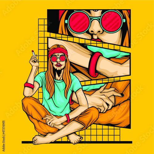 smoking hippie girl