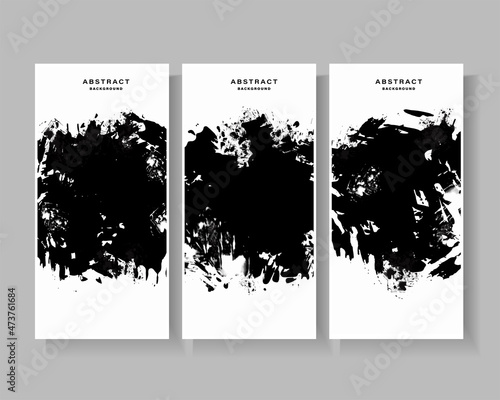 Set of black and white abstract grunge paint texture background. 