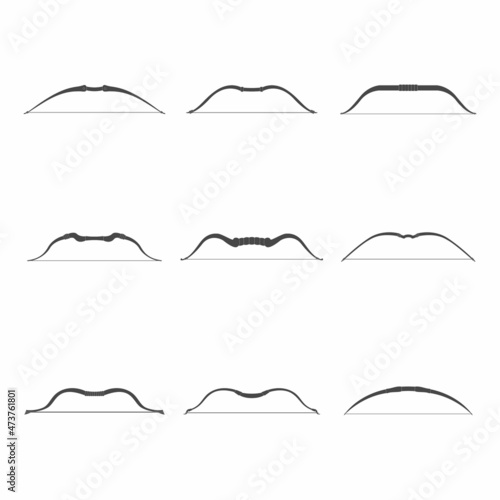 vector monochrome icon set with ancien tranged weapon bows for your project