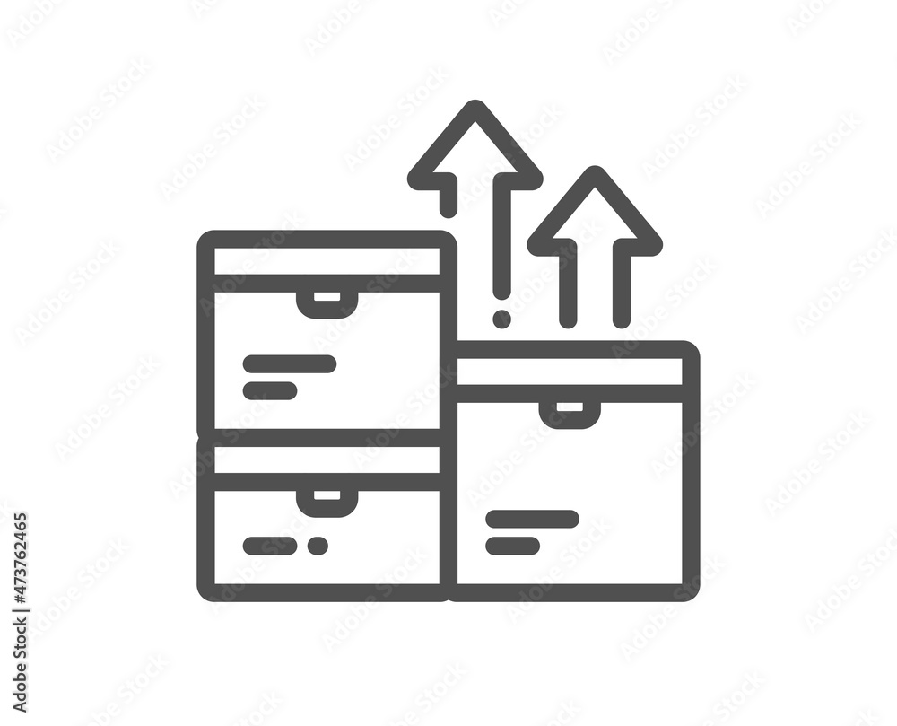 Wholesale goods line icon. Warehouse boxes sign. Logistic inventory symbol. Quality design element. Linear style wholesale goods icon. Editable stroke. Vector Wholesale goods line icon. Warehouse boxes sign. Logistic inventory symbol. Quality design element. Linear style wholesale goods icon. Editable stroke. Vector
