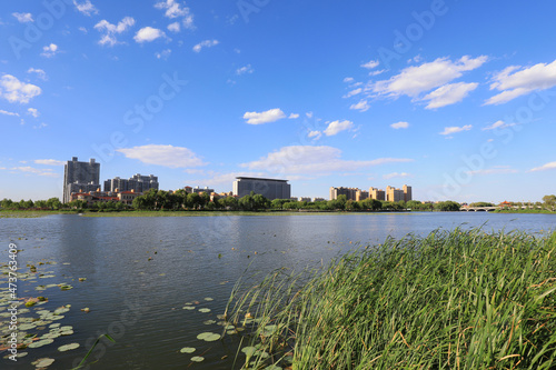 Waterfront city scenery, North China