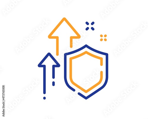 Improving safety line icon. Increased privacy sign. Secure defense symbol. Colorful thin line outline concept. Linear style improving safety icon. Editable stroke. Vector