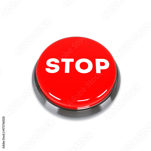 Red stop button isolated on white background