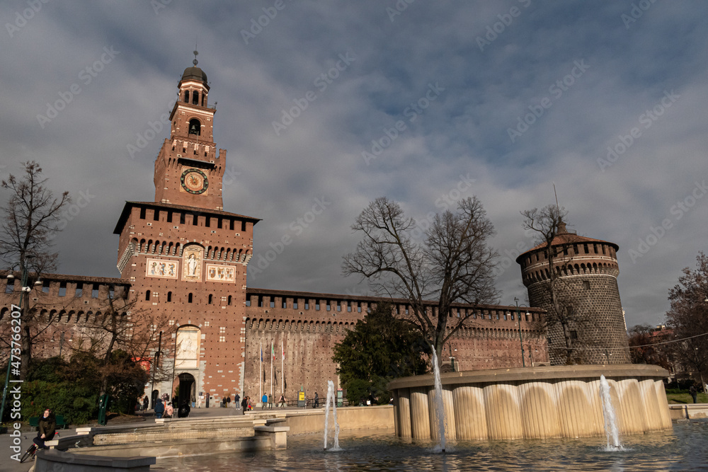 The Castello Sforzesco medieval fortification in Milan