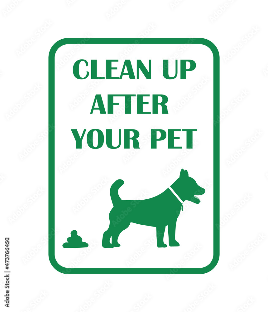 Banner for cleaning up after the pets in public places with dog, flat vector illustration Banner for cleaning up after the pets in public places with dog, flat vector illustration