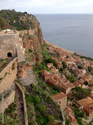 Greece Monemvasia archeological old town Gefira