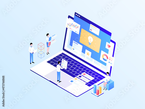 Business Idea Isometric Illustration Light Gradient. Suitable for Mobile App, Website, Banner, Diagrams, Infographics, and Other Graphic Assets.