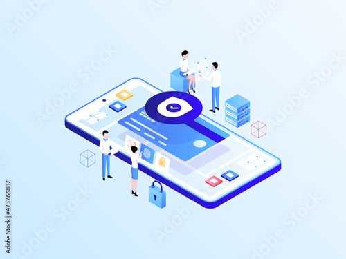 Business Security Isometric Illustration Light Gradient. Suitable for Mobile App, Website, Banner, Diagrams, Infographics, and Other Graphic Assets.