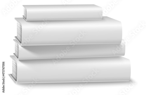 Book heap mockup. Stack of blank realistic hardcovers