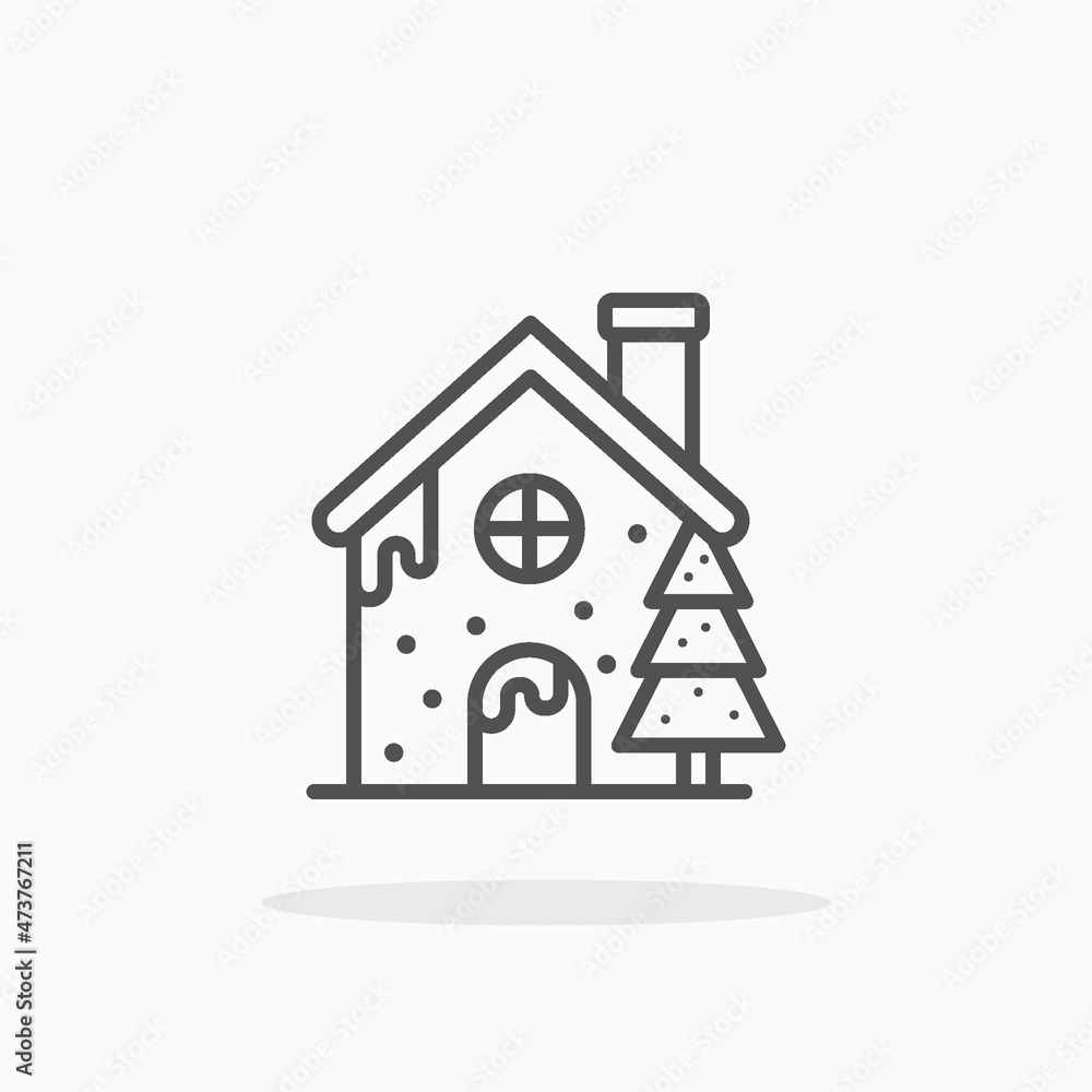 Snow House with snow and tree icon. Outline style. Editable Stroke and pixel perfect. Vector illustration. Enjoy this icon for your project. Snow House with snow and tree icon. Outline style. Editable Stroke and pixel perfect. Vector illustration. Enjoy this icon for your project.
