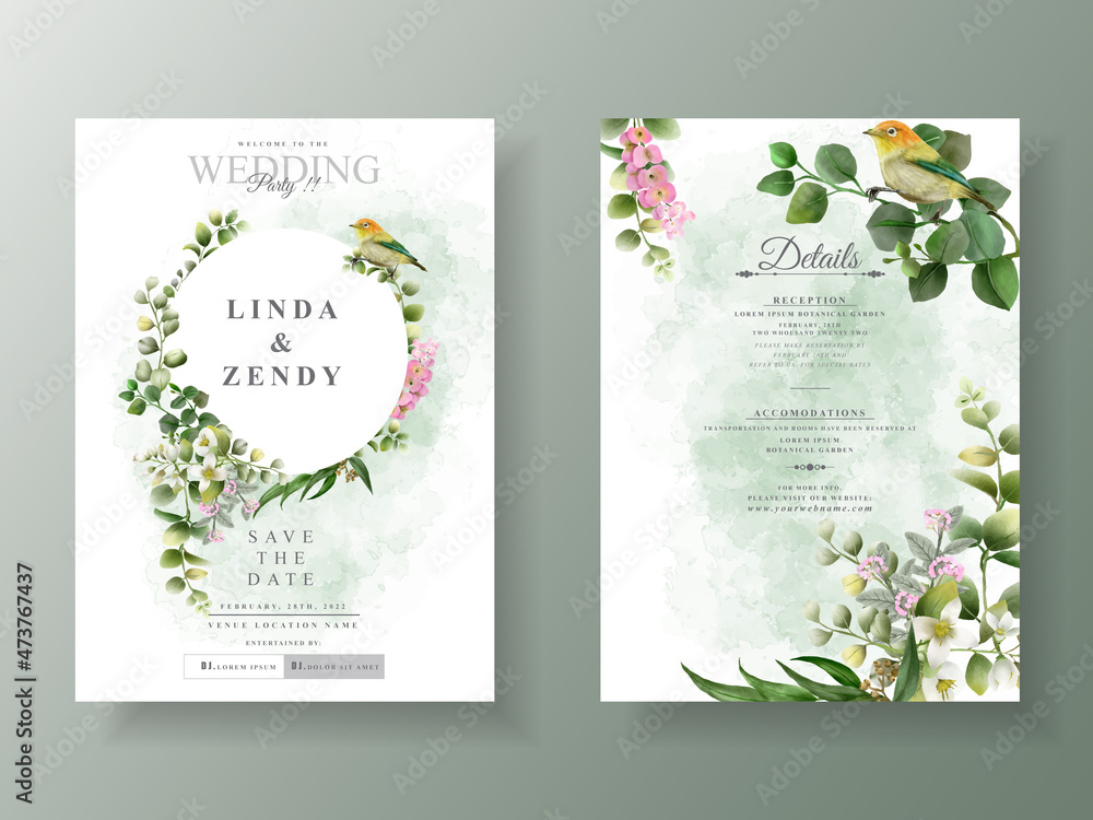 Greenery eucalyptus wedding invitations