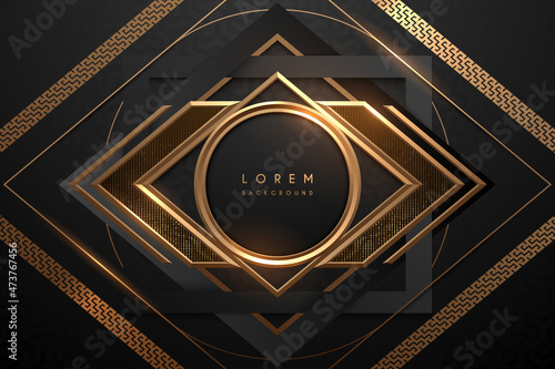 Abstract black and gold luxury ornate frame template