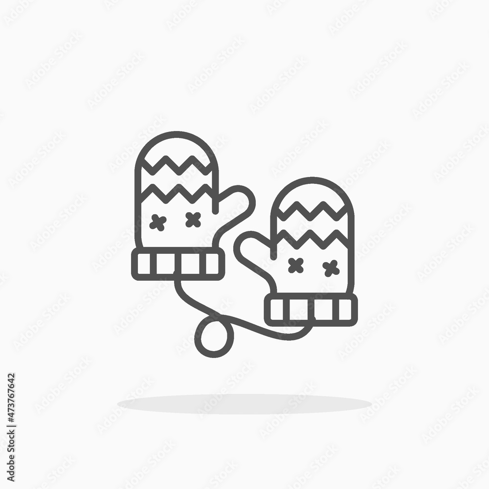 Mittens icon. Outline style. Editable Stroke and pixel perfect. Vector illustration. Enjoy this icon for your project.
