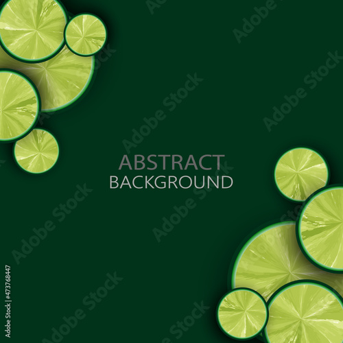 Abstract background green poster design with decorative circles like lime wedges