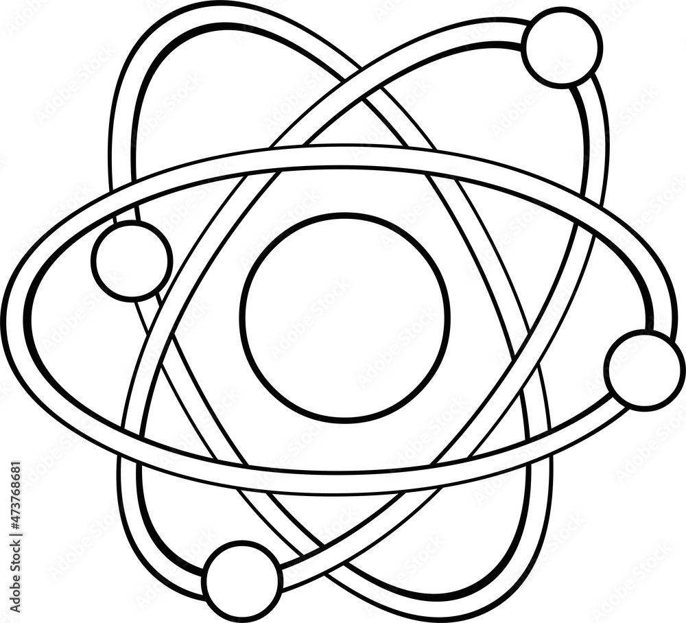Vector illustration of an atom drawn in black and white Vector illustration of an atom drawn in black and white