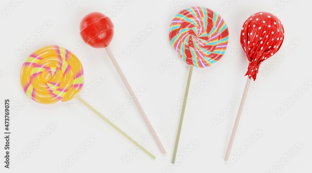 Realistic 3D Render of Lollipops Realistic 3D Render of Lollipops