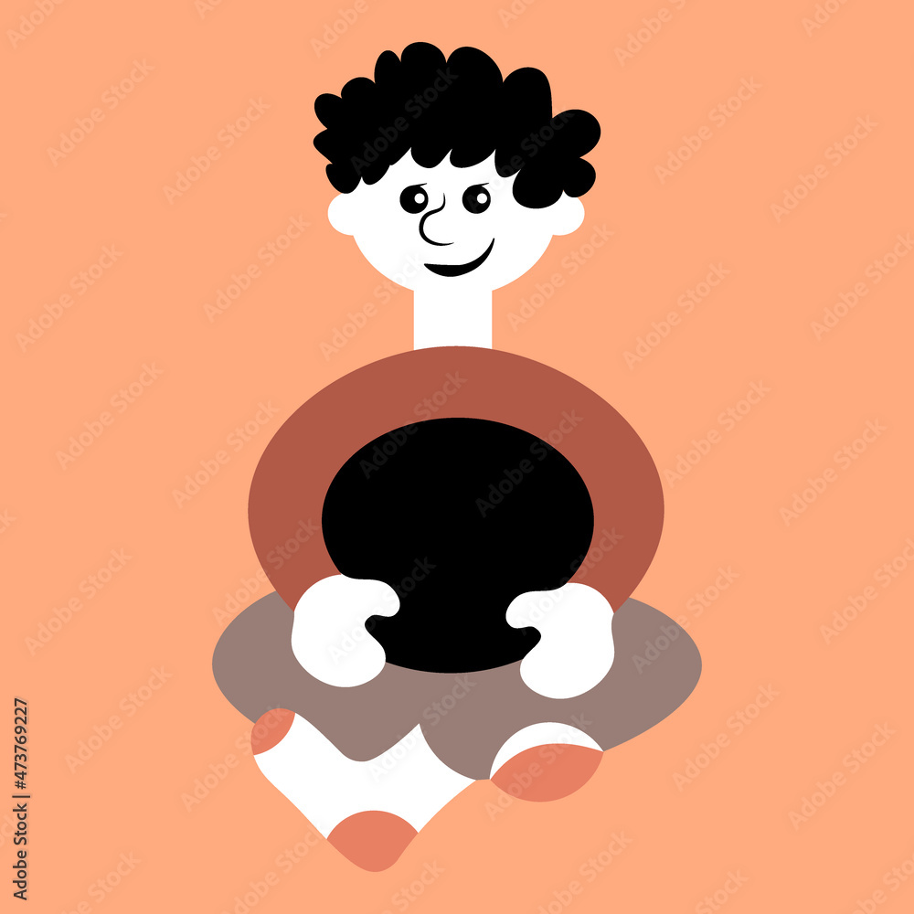 Fototapeta a man sitting cross his legs - a picture on the avatar of a site or blog, a child, a boy. Design element
