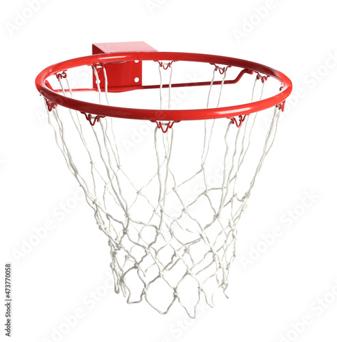 Basketball hoop with net isolated on white © New Africa