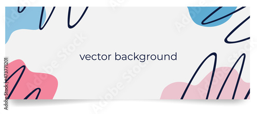 Vector background with abstract hand-drawn spots. Horisontal banner template. Vector illustration