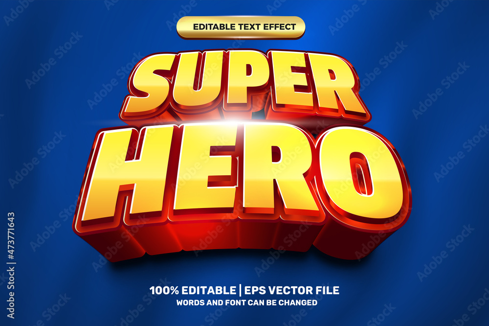 Super Hero 3D Editable text Effect Style - obrazy, fototapety, plakaty 