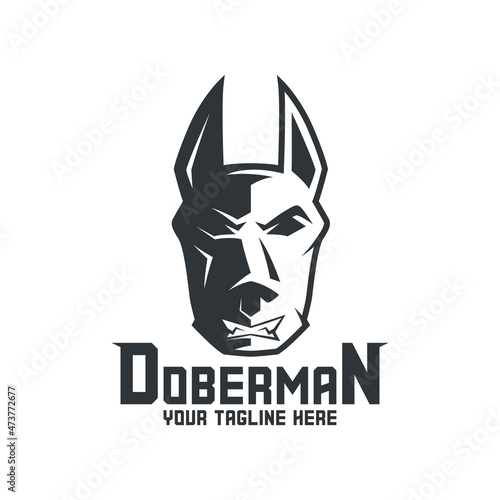 Logo doberman. Logo angry dog design for your brand.