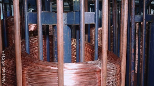 Inside the new factory manufacturing electrical cable. Cable production photo