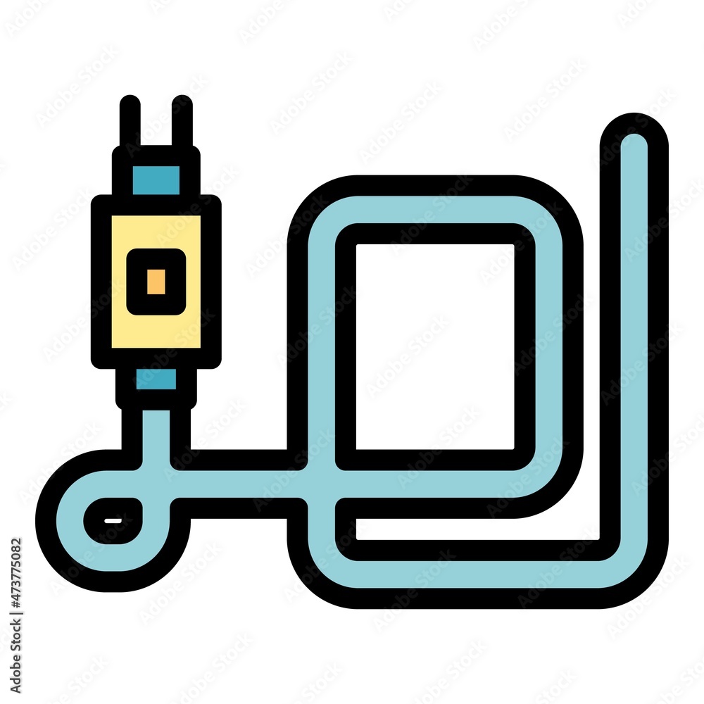Led strip plug icon. Outline led strip plug vector icon color flat isolated Led strip plug icon. Outline led strip plug vector icon color flat isolated
