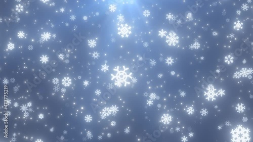 Falling Snowflakes and White Snow Particles Winter Christmas Holiday - 4K Seamless VJ Loop Motion Background Animation