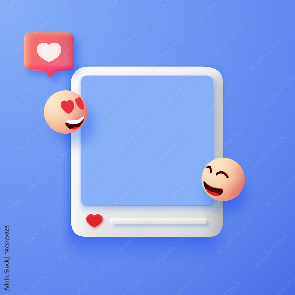 Realistic 3d social media with smiling faces. Interaction between people through social networks. Media interface concept in pastel colors Realistic 3d social media with smiling faces. Interaction between people through social networks. Media interface concept in pastel colors