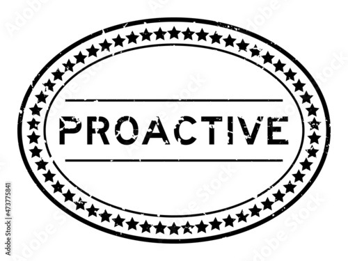 Grunge black proactive word oval rubber seal stamp on white background