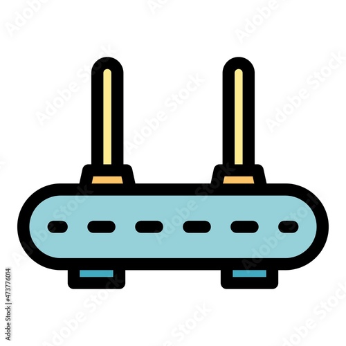 Wifi modem icon. Outline wifi modem vector icon color flat isolated
