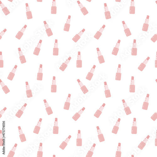 Seamless pattern with the image of lipstick in a nude color plate. Continuous repeating pattern for the design of wrapping paper, napkins, fabric, towels and other accessories. Abstract background