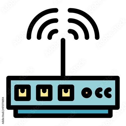 Web modem icon. Outline web modem vector icon color flat isolated