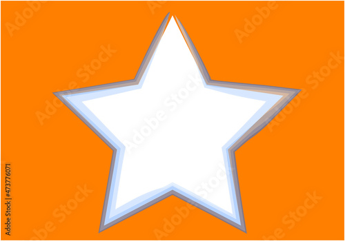 Estrella blanca con trazo degradado azul sobre fondo naranja