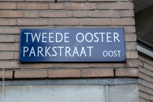 Street Sign Tweede Oosterparkstraat At Amsterdam The Netherlands 7-12-2021