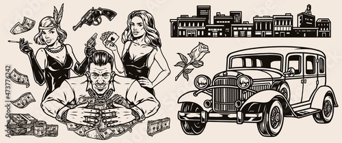 Mafia monochrome vintage concept