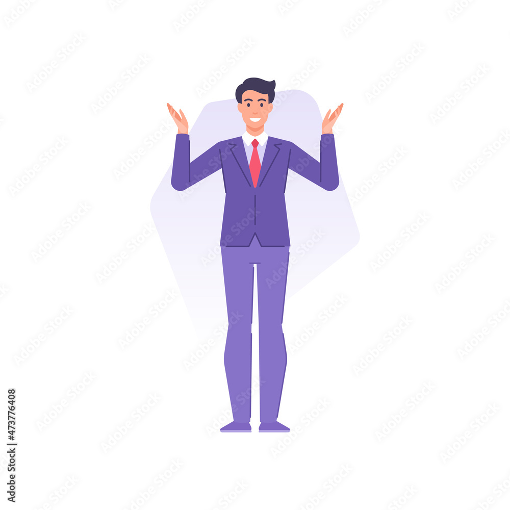 Puzzlement trendy business man performing gesture dont know with raising hands vector illustration Puzzlement trendy business man performing gesture dont know with raising hands vector illustration