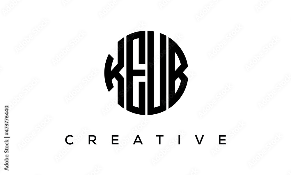 Letters KEUB creative circle logo design vector, 4 letters logo Letters KEUB creative circle logo design vector, 4 letters logo
