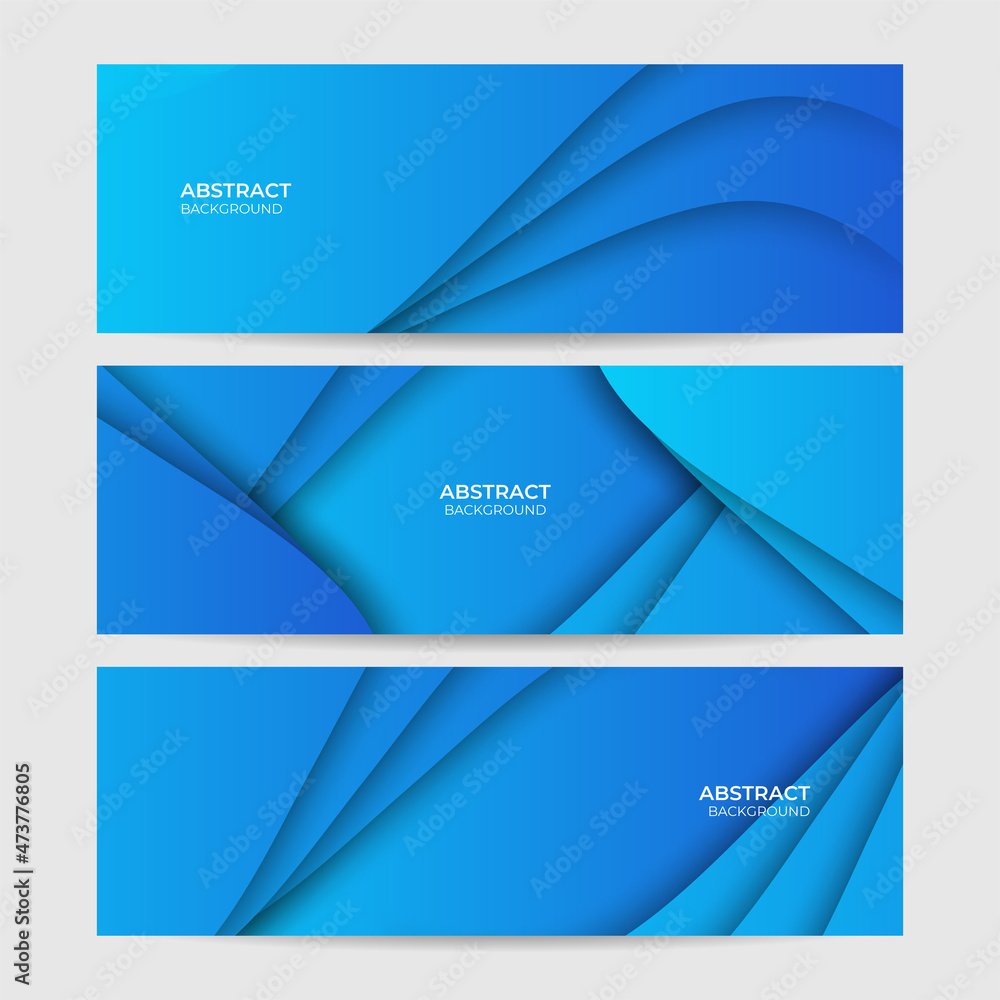 Modern blue 3d banner background with abstract waves Modern blue 3d banner background with abstract waves