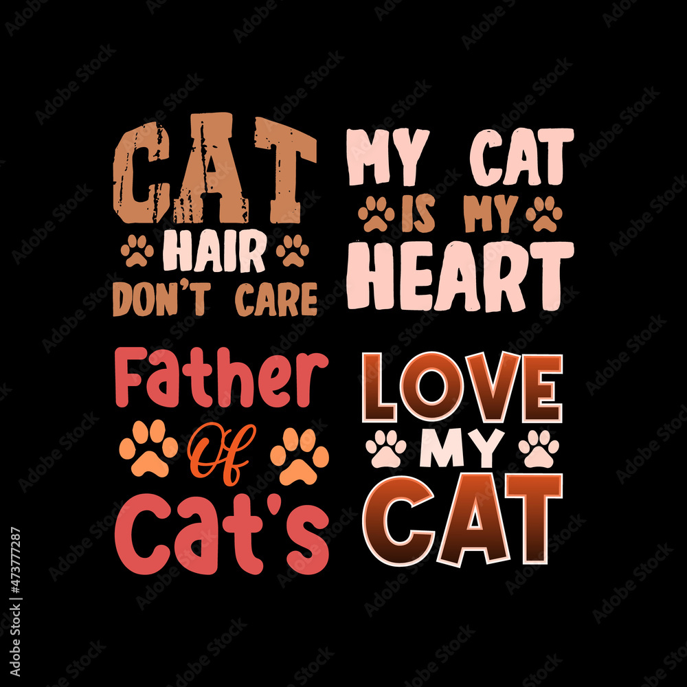 cat typography lettering for t-shirt design