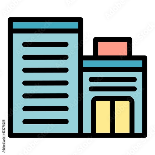 Medical building icon. Outline medical building vector icon color flat isolated