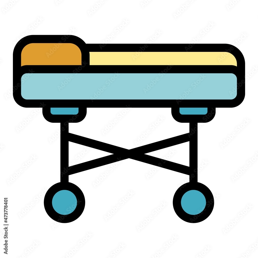 Medical bed icon. Outline medical bed vector icon color flat isolated Medical bed icon. Outline medical bed vector icon color flat isolated