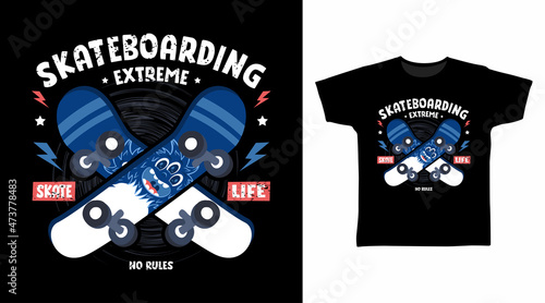 Skateboarding extreme tees design concept