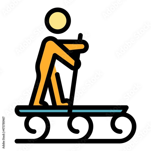Wave sup surfing icon. Outline wave sup surfing vector icon color flat isolated