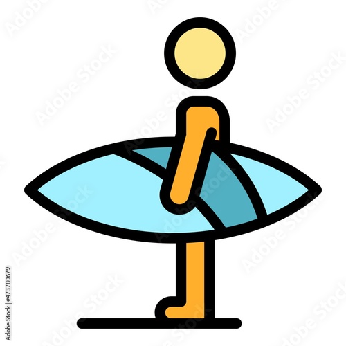 Go sup surfing icon. Outline go sup surfing vector icon color flat isolated